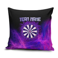 Dartboard and Darts Pillow Cover with Purple Smoke Background and Custom Team Name - Wonder Print Shop