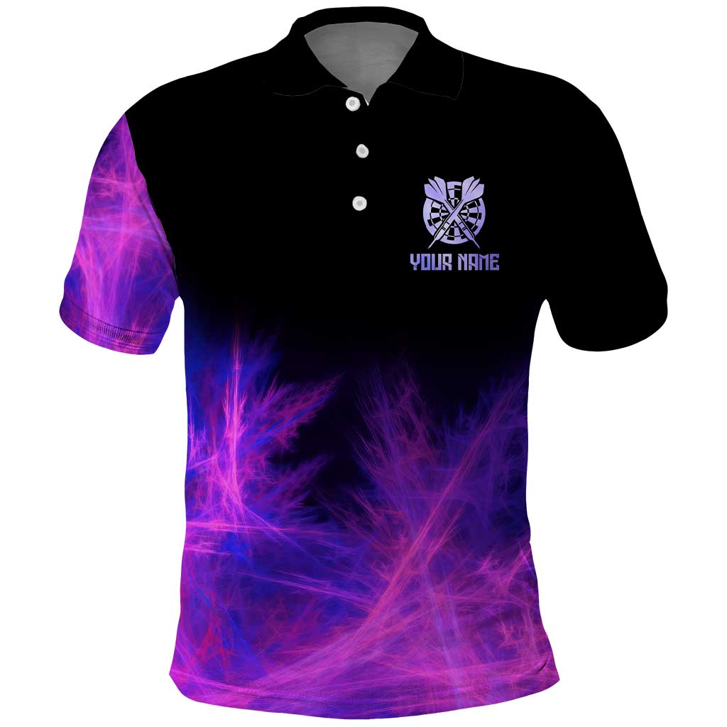 Dartboard and Darts Polo Shirt with Purple Smoke Background and Custom Team Name - Wonder Print Shop