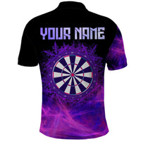 Dartboard and Darts Polo Shirt with Purple Smoke Background and Custom Team Name - Wonder Print Shop