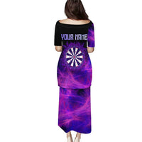 Dartboard and Darts Puletasi with Purple Smoke Background and Custom Team Name - Wonder Print Shop