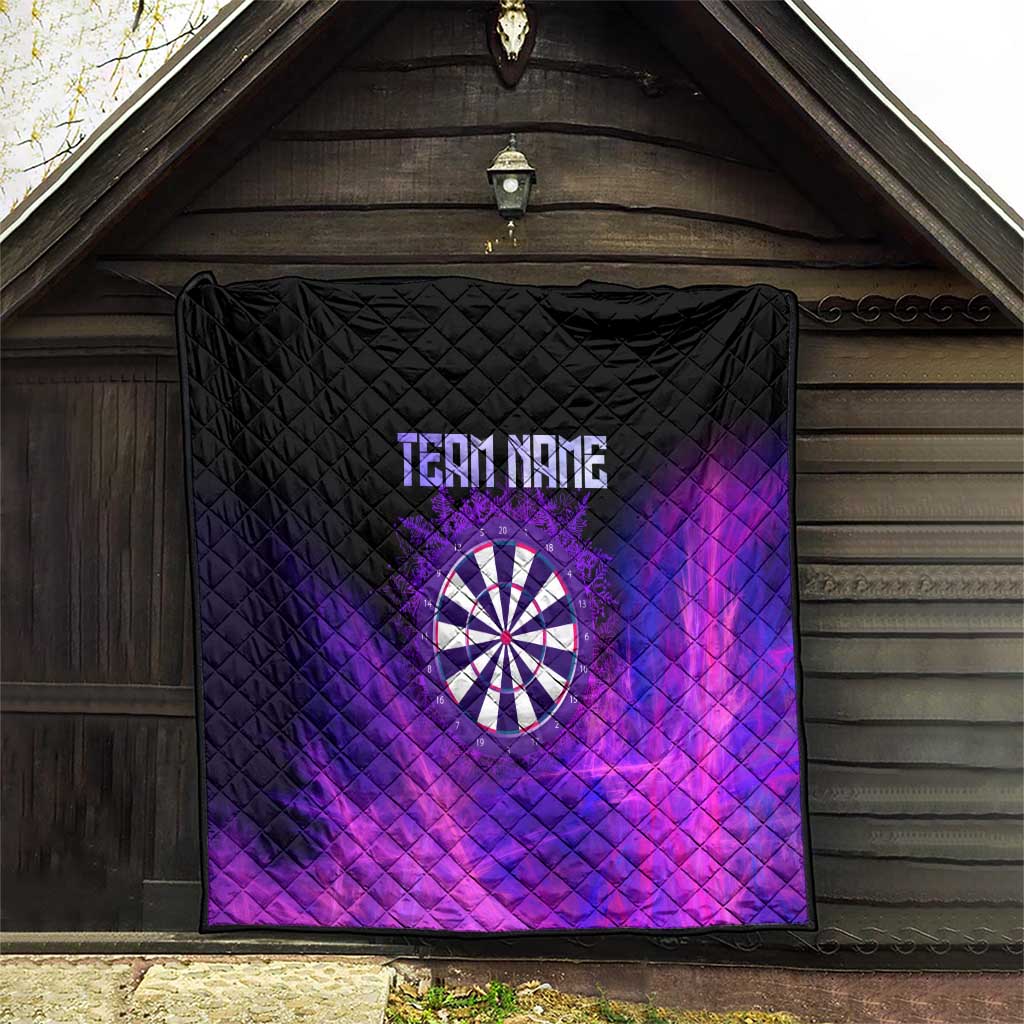 Dartboard and Darts Quilt with Purple Smoke Background and Custom Team Name - Wonder Print Shop