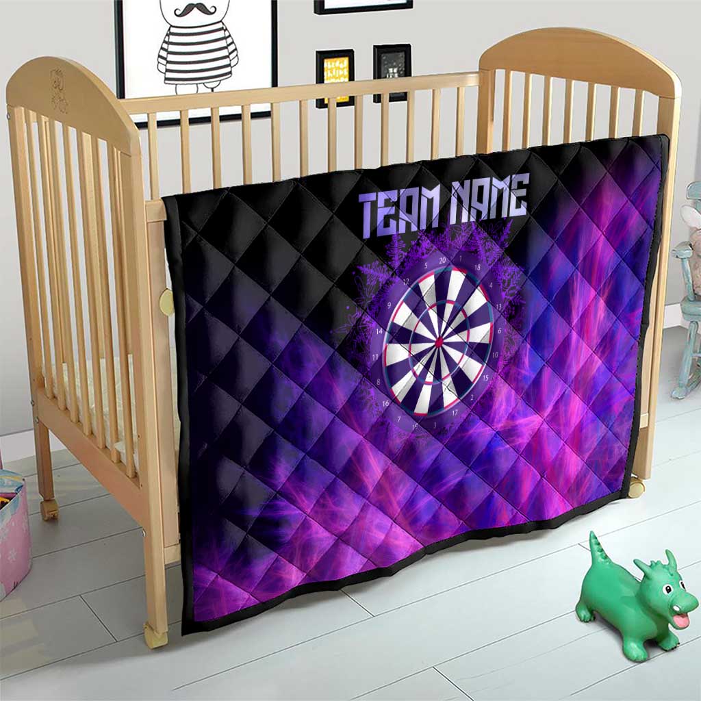 Dartboard and Darts Quilt with Purple Smoke Background and Custom Team Name - Wonder Print Shop
