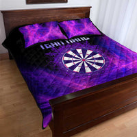 Dartboard and Darts Quilt Bed Set with Purple Smoke Background and Custom Team Name - Wonder Print Shop