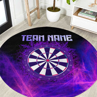 Dartboard and Darts Round Carpet with Purple Smoke Background and Custom Team Name - Wonder Print Shop