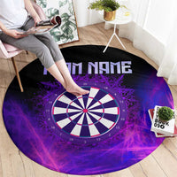 Dartboard and Darts Round Carpet with Purple Smoke Background and Custom Team Name - Wonder Print Shop
