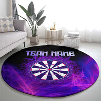 Dartboard and Darts Round Carpet with Purple Smoke Background and Custom Team Name - Wonder Print Shop