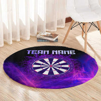 Dartboard and Darts Round Carpet with Purple Smoke Background and Custom Team Name - Wonder Print Shop