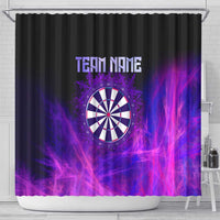 Dartboard and Darts Shower Curtain with Purple Smoke Background and Custom Team Name - Wonder Print Shop