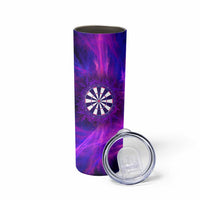 Dartboard and Darts Skinny Tumbler with Purple Smoke Background and Custom Team Name - Wonder Print Shop
