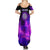 Dartboard and Darts Summer Maxi Dress with Purple Smoke Background and Custom Team Name - Wonder Print Shop