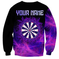 Dartboard and Darts Sweatshirt with Purple Smoke Background and Custom Team Name - Wonder Print Shop