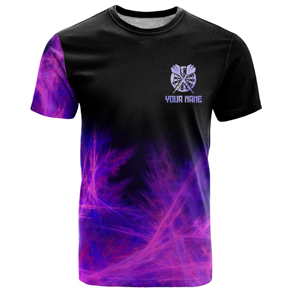 Dartboard and Darts T Shirt with Purple Smoke Background and Custom Team Name - Wonder Print Shop