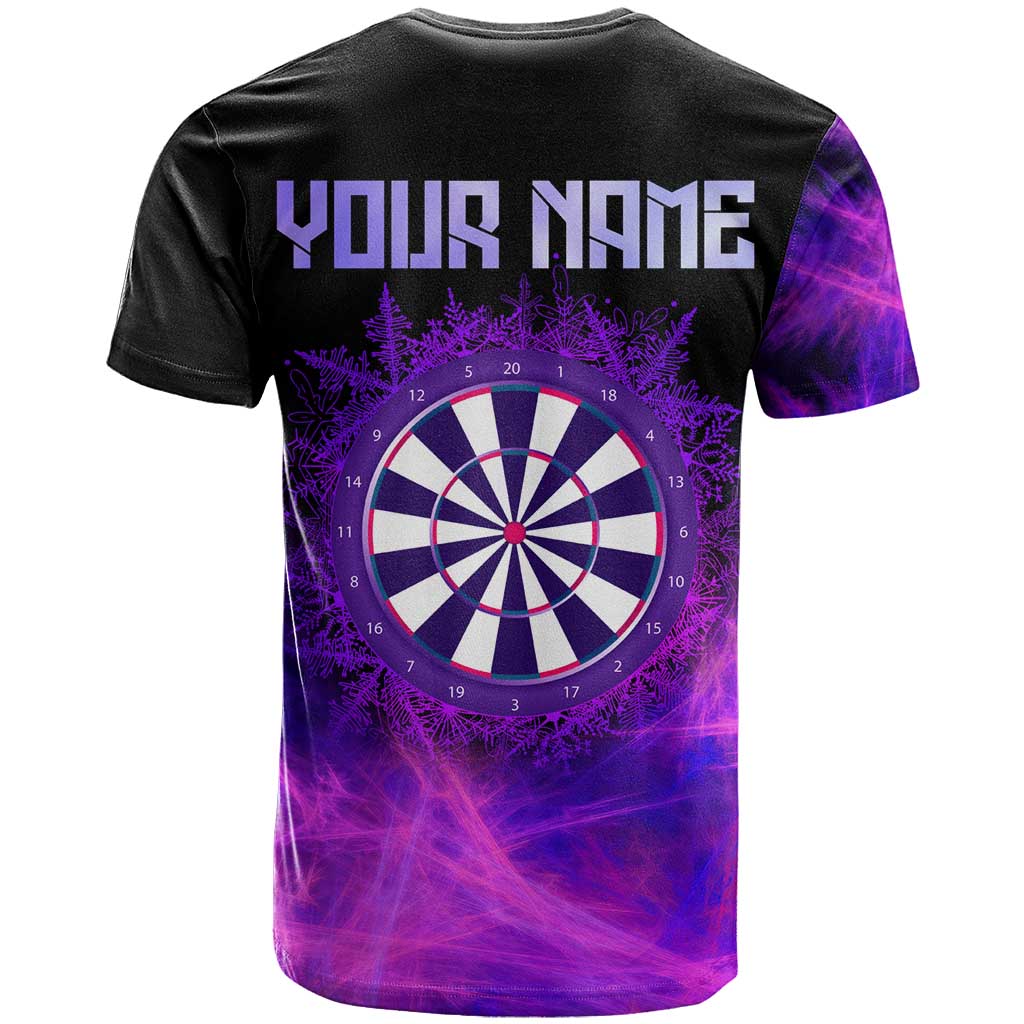 Dartboard and Darts T Shirt with Purple Smoke Background and Custom Team Name - Wonder Print Shop