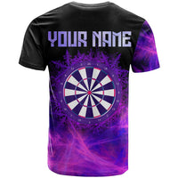 Dartboard and Darts T Shirt with Purple Smoke Background and Custom Team Name - Wonder Print Shop