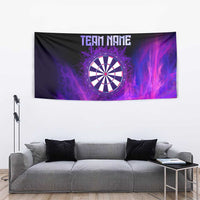 Dartboard and Darts Tapestry with Purple Smoke Background and Custom Team Name - Wonder Print Shop