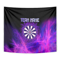 Dartboard and Darts Tapestry with Purple Smoke Background and Custom Team Name - Wonder Print Shop