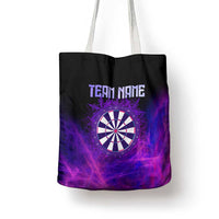 Dartboard and Darts Tote Bag with Purple Smoke Background and Custom Team Name - Wonder Print Shop