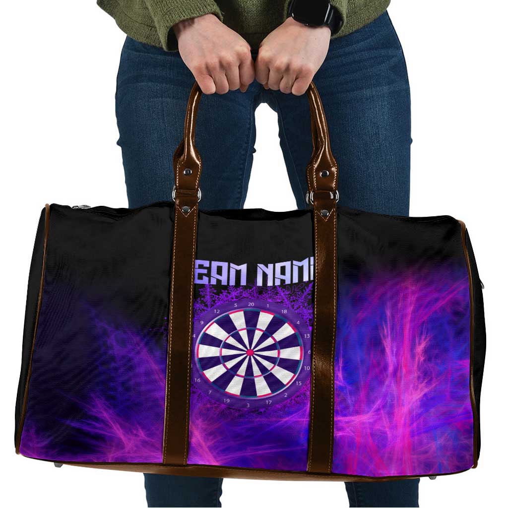 Dartboard and Darts Travel Bag with Purple Smoke Background and Custom Team Name - Wonder Print Shop
