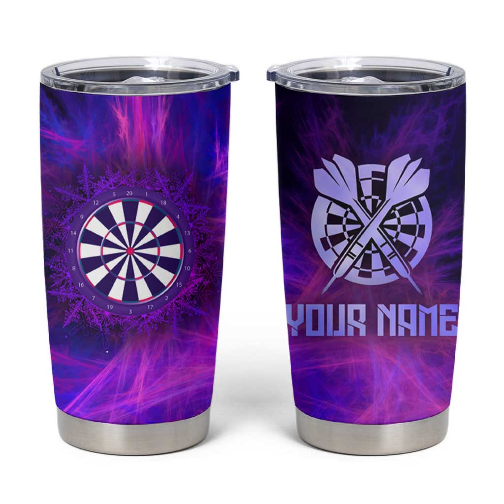 Dartboard and Darts Tumbler Cup with Purple Smoke Background and Custom Team Name - Wonder Print Shop