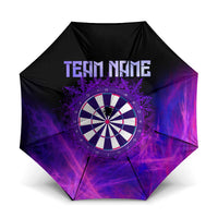 Dartboard and Darts Umbrella with Purple Smoke Background and Custom Team Name - Wonder Print Shop
