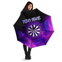 Dartboard and Darts Umbrella with Purple Smoke Background and Custom Team Name - Wonder Print Shop