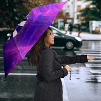 Dartboard and Darts Umbrella with Purple Smoke Background and Custom Team Name - Wonder Print Shop
