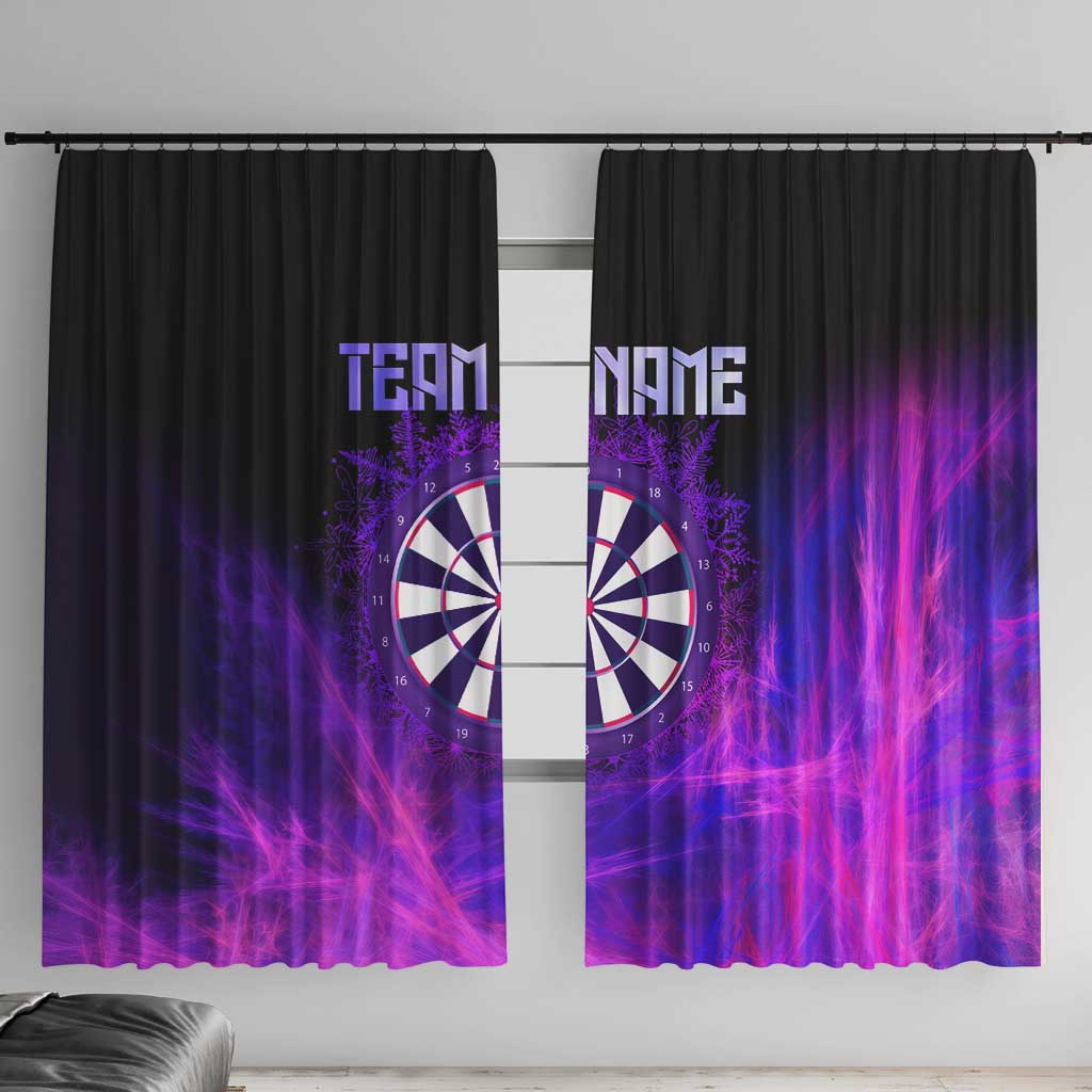 Dartboard and Darts Window Curtain with Purple Smoke Background and Custom Team Name - Wonder Print Shop