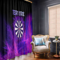Dartboard and Darts Window Curtain with Purple Smoke Background and Custom Team Name - Wonder Print Shop