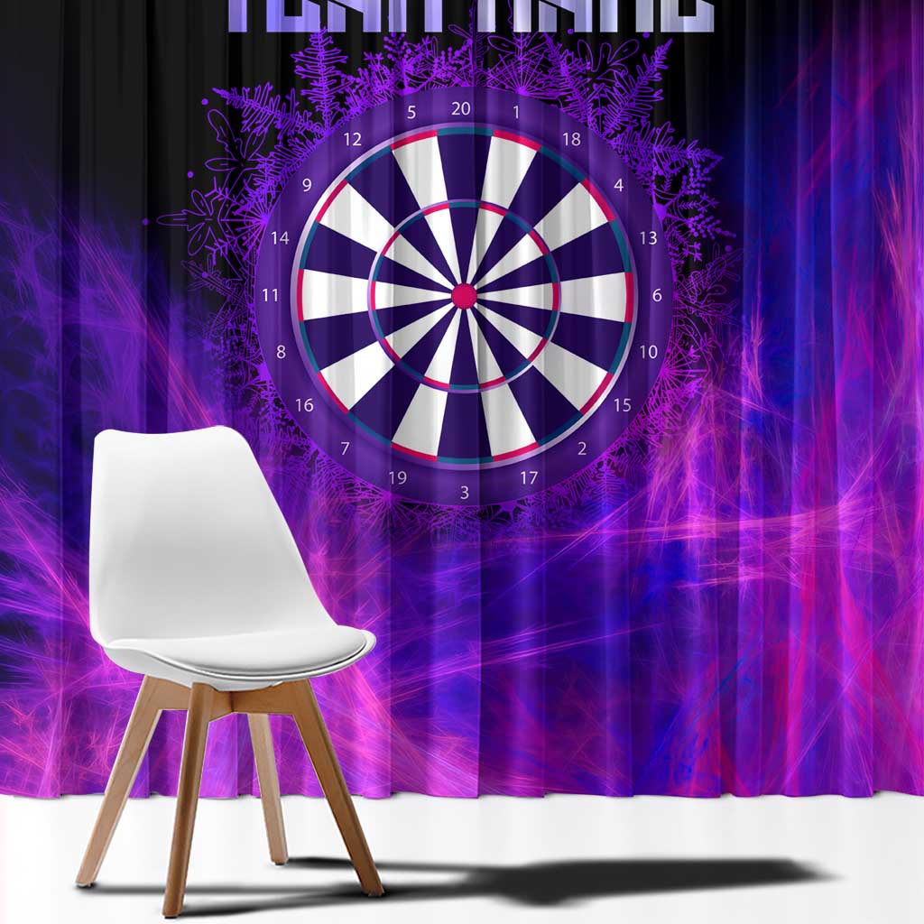 Dartboard and Darts Window Curtain with Purple Smoke Background and Custom Team Name - Wonder Print Shop