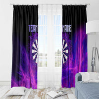 Dartboard and Darts Window Curtain with Purple Smoke Background and Custom Team Name - Wonder Print Shop