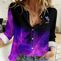 Dartboard and Darts Women Casual Shirt with Purple Smoke Background and Custom Team Name - Wonder Print Shop