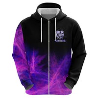Dartboard and Darts Zip Hoodie with Purple Smoke Background and Custom Team Name - Wonder Print Shop