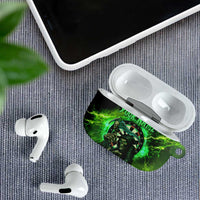 Grim Reaper and Dartboard Darts AirPods Case with Green Lightning Background and Custom Team Name - Wonder Print Shop