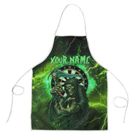 Grim Reaper and Dartboard Darts Apron with Green Lightning Background and Custom Team Name - Wonder Print Shop