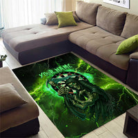 Grim Reaper and Dartboard Darts Area Rug with Green Lightning Background and Custom Team Name - Wonder Print Shop