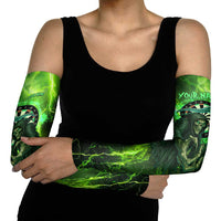 Grim Reaper and Dartboard Darts Arm Sleeves with Green Lightning Background and Custom Team Name - Wonder Print Shop