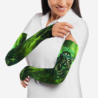 Grim Reaper and Dartboard Darts Arm Sleeves with Green Lightning Background and Custom Team Name - Wonder Print Shop