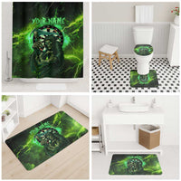 Grim Reaper and Dartboard Darts Bathroom Set with Green Lightning Background and Custom Team Name - Wonder Print Shop