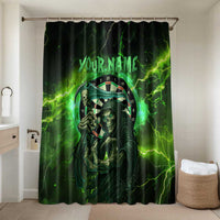 Grim Reaper and Dartboard Darts Bathroom Set with Green Lightning Background and Custom Team Name - Wonder Print Shop