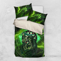 Grim Reaper and Dartboard Darts Bedding Set with Green Lightning Background and Custom Team Name - Wonder Print Shop