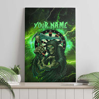 Grim Reaper and Dartboard Darts Canvas Wall Art with Green Lightning Background and Custom Team Name - Wonder Print Shop