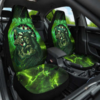 Grim Reaper and Dartboard Darts Car Seat Cover with Green Lightning Background and Custom Team Name - Wonder Print Shop