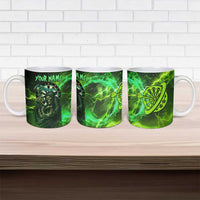 Grim Reaper and Dartboard Darts Ceramic Mug with Green Lightning Background and Custom Team Name - Wonder Print Shop