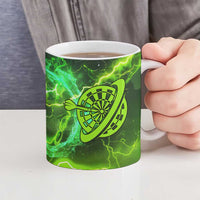 Grim Reaper and Dartboard Darts Ceramic Mug with Green Lightning Background and Custom Team Name - Wonder Print Shop