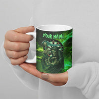 Grim Reaper and Dartboard Darts Ceramic Mug with Green Lightning Background and Custom Team Name - Wonder Print Shop
