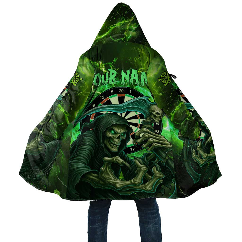 Grim Reaper and Dartboard Darts Cloak with Green Lightning Background and Custom Team Name - Wonder Print Shop