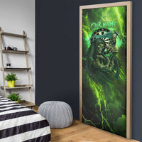 Grim Reaper and Dartboard Darts Door Cover with Green Lightning Background and Custom Team Name - Wonder Print Shop