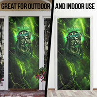 Grim Reaper and Dartboard Darts Door Cover with Green Lightning Background and Custom Team Name - Wonder Print Shop