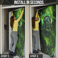 Grim Reaper and Dartboard Darts Door Cover with Green Lightning Background and Custom Team Name - Wonder Print Shop
