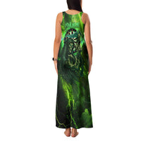 Grim Reaper and Dartboard Darts Family Matching Tank Maxi Dress and Hawaiian Shirt with Green Lightning Background and Custom Team Name - Wonder Print Shop